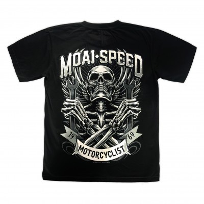 T-shirt Moai Speed - Motorcyclist Skull Retro Bak